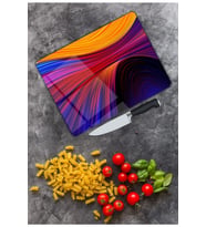 Renkli  Cam Kesme  ve Sunum Tahtası  25 Cm X 35 Cm
