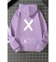 Unisex Design X Baskılı Sweatshirt (Lila)