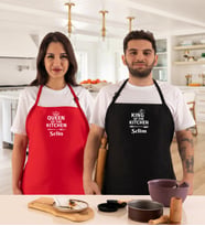 Kişiye Özel King ve Queen İsimli Mutfak Önlüğü