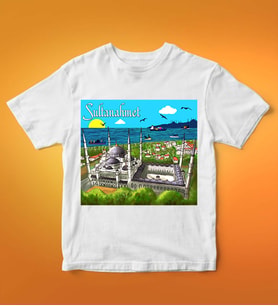 Sultanahmet Tasarımlı Tişört (Beyaz)