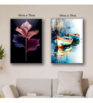 tekneler renkli çiçek tablo resim kanvas 2 adet 50x70