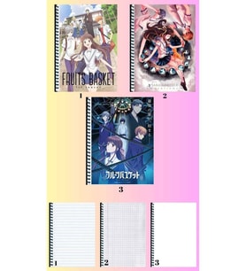 fruits basket 3 adet defter A4 büyük boy 72 sayfa çizgili_kareli_çizgisiz defter seti