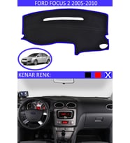 Ford Focus 2 2005-2010 İçin Uygun Torpido Koruma Halısı Siyah Kenar Renk Mavi