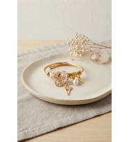 Geyik Model Gold Renk Pembe Charmlı Bileklik
