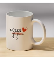 Gülen Yüzüm Yazılı Kalpli Kupa - Sevgiliye Hediye Kahve Kupası