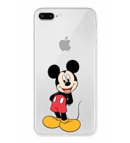 Apple iPhone 8 Plus Uyumlu Kamera Korumalı Tıpalı Kapak Mickey Mouse TasarımlıŞeffaf Kılıf