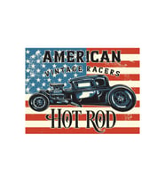 American Hot Rod Retro Ahşap Poster Tablo  Vintage Yarış Arabası Duvar Dekoru