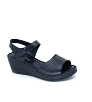 Trendyshose D22-013 Deri Anatomic Kadın Sandalet (Siyah)