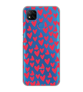 Redmi 9C / Redmi 10A Uyumlu Kalp Desenli Şeffaf Telefon Kılıfı