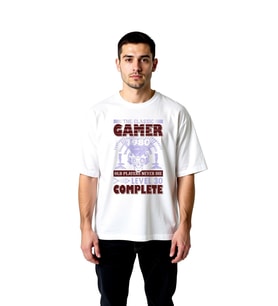 Erkek Oversize Tişört Retro Gamer Level Tamamlandı Baskılı Dijital Nostalji Günlük Rahat Modern