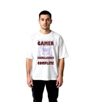 Erkek Oversize Tişört Retro Gamer Level Tamamlandı Baskılı Dijital Nostalji Günlük Rahat Modern