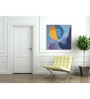 Tablolife Blue Full Moon - Yağlı Boya Dokulu Tablo 100X100,Çerçeve;Gümüş
