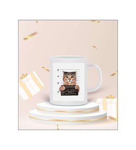Suçlu Kedi Tasarımlı Kupa Bardak (Beyaz)