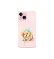 iPhone 15 Plus ile Uyumlu Splash Köpek Tasarımlı Şeffaf Silikon Kılıf