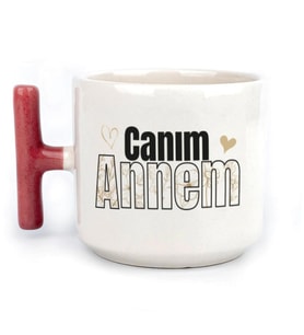 Canım Annem Baskılı Kırmızı Kulplu T Kupa