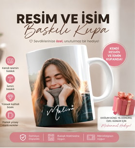 Kişiye Özel Fotoğraf ve İsim Baskılı Kupa Bardak