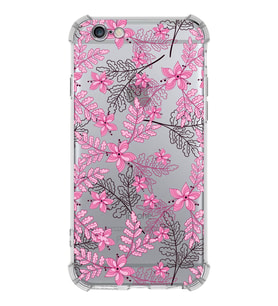 Apple iPhone 6 Uyumlu Köşe Korumalı Antişok  Kapak Floral Pembe Tasarımlı Şeffaf  Kılıf