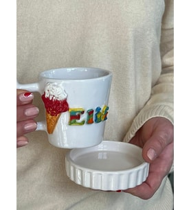 DONDURMA İSİMLİ KUPA FİNCAN MUG (Krem)