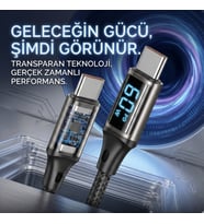 Yeni Nesil Gösterge Başlıklı Type-C To Type-C Hızlı Şarj Kablosu