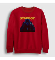Presmono Unisex Kırmızı Starboy Cover The Weeknd Sweatshirt 159568tt (Kırmızı)