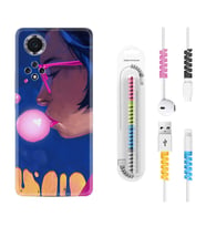 Huawei Nova Y70 Y90 Nova 9 SE  Kılıf Kablo Koruma Spiral Silikon Sakız ve Kız 1767