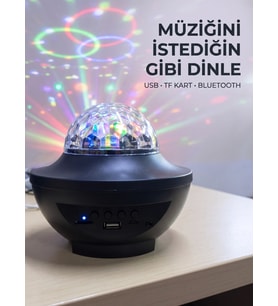 Bluetooth Müzikli Disko Işığı RGB Parti Projektörü Dahili Hoparlör USB Micro SD Destekli
