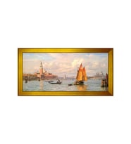 Manzara Temalı Kanvas Tablo 80 x 110 cm Gold Çerçeve