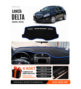 e-biz LANCİA DELTA (2008-2014) Uyumlu Torpido Koruma, Torpido Örtüsü, Torpido Kılıfı - Siyah-Mavi - LN001