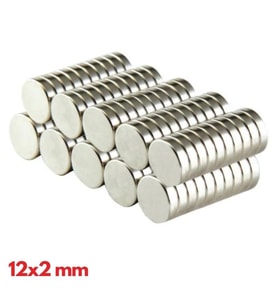 N35 12x2 Mm Neodyum Mıknatıs 50 Adet, Yuvarlak, Nikel Kaplamalı Kaliteli Ve Dayanıklı Ürün