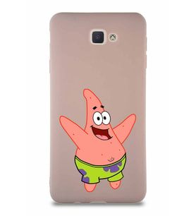 Samsung Galaxy J7 Prime Soft Premier Kapak Patrick Yıldız Tasarımlı Silikon Kılıf - Pudra (Şeffaf)