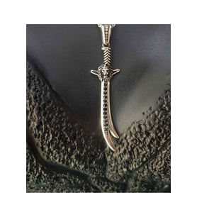 Unisex Siyah Onix Taşlı Hz.ali Allahın Aslanı Ve Zülfikar Kılıcı 925 Ayar Gümüş Uç