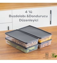 Porsima 1101 4 lü Dikdörtgen No-Frost Derin Dondurucu Çok Amaçlı Yiyecek Saklama Kabı Seti