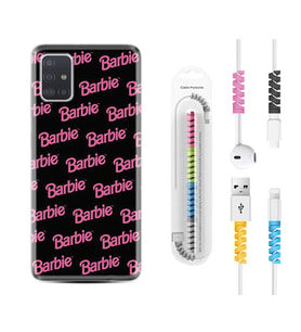 Samsung a71 A72 A73 A7 A9 2018 C7 C9 Kılıf Kablo Koruma Spiral Silikon Barbie 1404