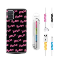 Samsung a71 A72 A73 A7 A9 2018 C7 C9 Kılıf Kablo Koruma Spiral Silikon Barbie 1404