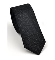 Füme Kırcıl Desenli Siyah Dokuma Kumaş Mendilli Slim Fit Kravat // SDK230916 (Renksiz)