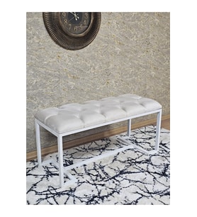 Beyaz Boyalı - L - Ayaklı 100 cm x 38 cm Oturak - Bench - Makyaj Taburesi - Makyaj Oturak Krem Renk 100 x 40 Boyut/Ebat (Çok Renkli)