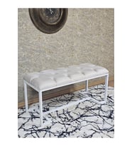 Beyaz Boyalı - L - Ayaklı 100 cm x 38 cm Oturak - Bench - Makyaj Taburesi - Makyaj Oturak Krem Renk 100 x 40 Boyut/Ebat (Çok Renkli)