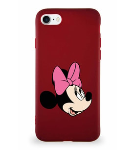 Apple iPhone SE 2022 Soft Premier Kapak Minnie Mouse-A Tasarımlı Silikon Kılıf - Mürdüm (Şeffaf)