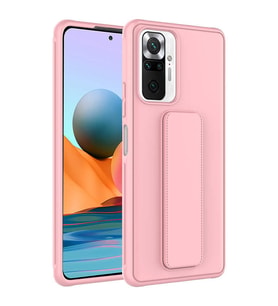Xiaomi Redmi Note 10 Pro Kılıf Zore Qstand Katlanabilir Standlı Kılıf (Pembe)