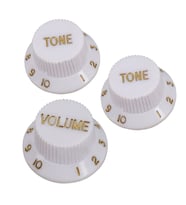 Elektro Gitar Potans Düğme Başlığı Pot Düğmesi Ton + Ses 3'lü Beyaz/Altın