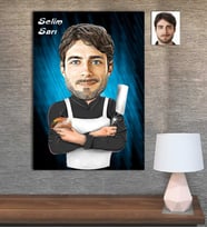 Kişiye Özel Karikatür Baskılı Ahşap Tablo Sandviç Ustası 30x40 -1
