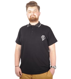 Mode XL Büyük Beden T-shirt Polo Cep Sup MD Basic 21555 Siyah