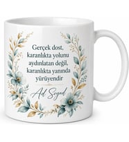 İsme Özel Gerçek Dost Yazılı Kupa Bardak Hediye Özel Tasarım Porselen