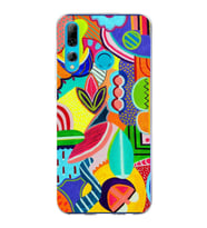 PrintiFy Huawei P Smart Plus 2019 ile Uyumlu 1mm Slim Fit Retro Renkler 6 Baskılı Şeffaf  Kılıf