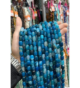 Madagaskar Akik Taşı Silindir Kesim Mavi 10x14mm Doğal Taş Dizi