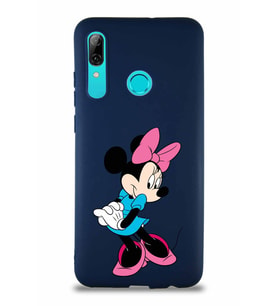 Huawei P Smart 2019 Soft Premier Kapak Minnie Mouse-F Tasarımlı Silikon Kılıf - Lacivert (Şeffaf)