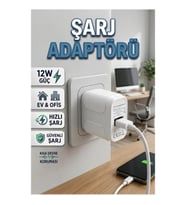 12W USB-A Şarj Adaptörü – 180-240V AC Girişli Ev ve Ofis Tipi