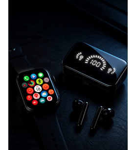 Şık Tasarımlı Akıllı Saat ve Bluetooth Kulaklık Seti Suya Dayanıklı ve Çok Fonksiyonlu