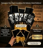 Babalar Gününe Özel Kişiye Özel Fotoğraflı İskambil Kartı Anı Buketi ve Led Işıklı Özel Mesajlı Babaya Hediye