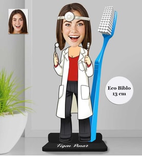 Kişiye Özel  Dişçi Doktor Kadın Ahşap Eco Biblo -1